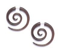81stgeneration Orecchini Finti a Spirale in Legno per Donna, 4 Cm | Orecchini Finti Tribali in Legno per Uomo | Orecchini a Cerchio Falsi | Gioielli Surfer Emo Cheater | Orecchini Boho Fatti a Mano
