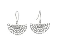 81stgeneration Orecchini in Argento Sterling da Donna - Design Geometrico Ritagliato a Nido d'Ape - Orecchini Pendenti a Forma di Ventaglio con Pietra di Luna - Design Pendente con Pietre Preziose
