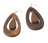 81stgeneration Orecchini In Legno con Ganci Francesi In Argento 925 Goccia Marroni