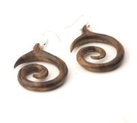 81stgeneration Orecchini In Legno con Ganci Francesi In Argento 925 Spirale
