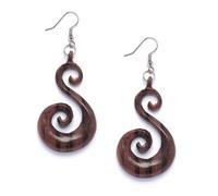 81stgeneration Orecchini Legno con Ganci Francesi Argento 925 Spirale Tribali Maori