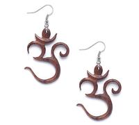 81stgeneration Orecchini Legno Ganci Francesi Argento 925 Om Aum Indiano