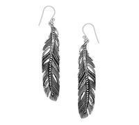 81stgeneration Orecchini Pendenti Donna Argento Sterling 925 Lungo Intricato Dettagliato Piuma