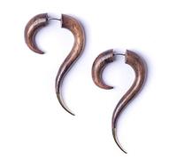 81stgeneration Orecchini Spirale Legno Finto Stretcher Punta In Ottone Dorato