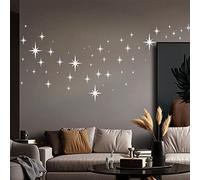 82 Pezzi Adesivi Murali Specchio Stelle, 3D Adesivi da Parete a Specchio Stelle Adesivi Murali Specchio Decorativi Acrilico Adesivi Stella Argento per Soggiorno Camera da Letto Decor (Argento)