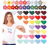 82 toppe termoadesive, tra cui 62 toppe a forma di cuore e 22 fiori termoadesive per riparare vestiti, abiti, magliette, cappelli, jeans, zaini fai da te e scarpe (colorate)
