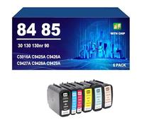 84 85 Cartuccie Di Inchiostro Combo Pack Per HP C5016A C9425A C9426A C9427A C9428A C9429A Compatibile Per HP Designess 30 130 130nr 90 Stampanti, 84BK 85C 85M 85Y 85LC 85LM,6 Color-1 SET