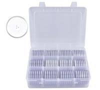 84 capsule per monete da 46 mm, con guarnizione in schiuma e contenitore in plastica, organizer per monete, per collezione di monete, 7 misure (16/20/25/27/30/38/46 mm (Clear Box + guarnizioni bianche
