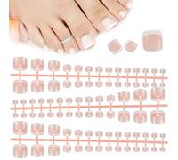 84 Pezzi Francesi Finte Unghie dei Piedi, 14 Misure Unghie Finte con Punte French, Copertura Completa Artificiali Unghie, Acrilico False Toe Nails Tips per Signore Donne Ragazze Nail Decorazione