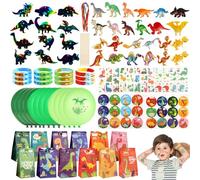 84 Pezzi Gadget Dinosauri Compleanno Bambini, Kit Festa Dinosauri Compleanno Regalo con Mini Dino Gratta e Vinci Gioco Puzzle Dino Braccialetti in Silicone Palloncini, Fine Festa Compleanno Dinosau