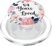 84 Years Loved 84th Birthday Floral 84 Year Old Men Women PopSockets PopGrip per MagSafe