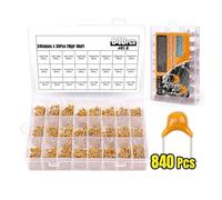 840Pcs Ceramic Capacitor Kit 10pF-10uF Monolithic Ceramic Capacitor Assortment Kit 24Values x 35Pcs 10pF 20pF 22pF 30pF ICXLPMC