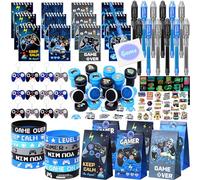 84Pcs Videogiochi Gadget Compleanno Bambini Festa Bomboniere Penna Invisibile Quaderni Controller Portachiavi Braccialetto in Silicone Timbri Tatuaggi Borsa Sacchetti Regalo Festa Compleanno Ragazzo