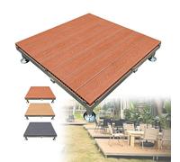 84x84cm Piastrelle Da Terrazze In WPC Piattaforma Rialzata Modulare Esterno | Altezza Regolabile, Patio Piattaforma In Composito Con Telaio Metallico Per Campeggio Giardino Cortile(Brown)