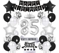 85 Compleanno Decorazione Numero Palloncino Set Buon Compleanno Banner Stella Foil Palloncini in Lattice Corona Glitter Raso Fusciacche Cupcake Toppers Party Decor Donne Uomini 85 ° Anni Decorazioni