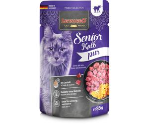 85 g Leonardo Finest Senior Alimento Cibo Umido per Gatti Anziani Ricetta Senza Cereali e Zucchero con Pura Carne di Vitello e Olio di Salmone