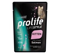 85 g Prolife Life Style Kitten Alimento Completo Cibo Umido per Gattini da 1 a 12 Mesi con Salmone Fresco No Gluten