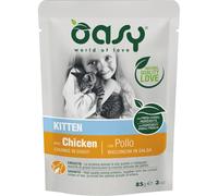 85 gr Oasy Alimento Completo Cibo Umido Bocconcini in Salsa Kitten per Gattini da 1 a 12 Mesi con Pollo in Busta Gluten Free