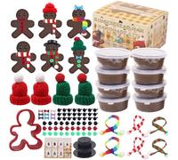 85 Pezzi Kit Lavoretti Creativi Natale, Argilla da Modellare, Set Fai Da Te per Natalizi per Modellare Natale, Pan di Zenzero Decorazioni Natalizie Kit Fai Da Te con Accessori, Regalo di Natalizia