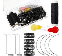 85 Pezzi Set per Parrucca Clip per Estensioni di Capell, Include 50 Clip a Scatto di U, 10 Aghi Curvi, 20 Perni a T, 3 Rotoli di Filo per Tessitura, 2 Infila Ago per Parrucca Estensioni di Capelli