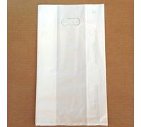 850 Buste con Manico a Fagiolo 20 x 35 Soffietto 10cm Colore Bianco 60 Micron