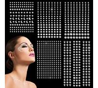850 Pezzi Gemme Strass Autoadesivi, Tatuaggi Temporanei Gemme Cristalli Adesivi Make Up per Viso Corpo Occhi, Strass Adesivo Accessori per Festival Decorazioni Unghie Nail Art (Argento)