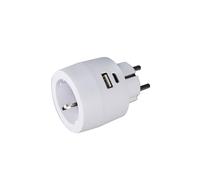 85317 - Presa multipla con connettore USB C, spina multipla, 2 prese, 1 Schuko e 1 presa euro verticale, bianco (85317)
