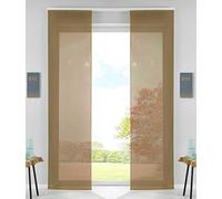 85589N2 - Confezione da 2 tende a pannello, scorrevoli, con binario di scorrimento, asta di contrappeso, nocciola, 245 x 60 cm