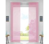 85589N2 - Confezione da 2 tende a pannello, scorrevoli, con binario di scorrimento, asta di contrappeso, rosa, 245 x 60 cm