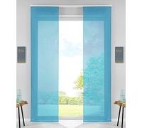 85589N2 - Confezione da 2 tende a pannello, scorrevoli, con binario di scorrimento, asta di contrappeso, turchese, 245 x 60 cm