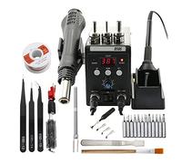 8586 Soldering Station Digital Display Temperature Adjustable 2 In 1 Hot Air Gun Electric Iron Welding Repair,Controllo preciso(Set-3)