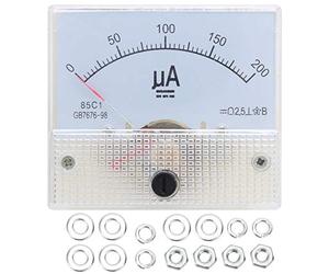 85C1 DC 0-200UA - Misuratore analogico da incasso con lancetta rossa | Misuratore di corrente con scala chiara per sistemi di trasmissione di potenza, alloggiamento in ABS resistente all'usura