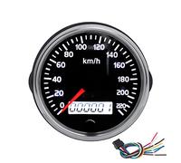 85MM Speed Gauge Meter 0-220km/H 2-in- Pointer LCD Display 12V-24V for Car Truck Boat with IP67 316L Stainless Steel Bezel Red White Backlight Stepping Motor
