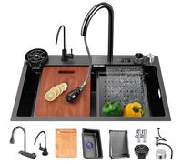 85x50cm Lavello Da Cucina A Cascata Nera Lavello Nano In Acciaio Inossidabile Lavello Domestico Lavello Per Verdure Lavello Singolo Lavello Da Lavoro Lavello Da Cucina