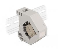 Adattatore su guida DIN con modulo Keystone RJ-45 > Cat.6a LSA, Modulo di Keystone grigio