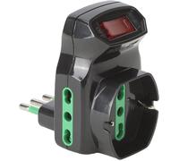 87318 Adattatore Triplo Spina Piccola 10A - 2 Prese Bipasso 16A - 1 Presa Bipass