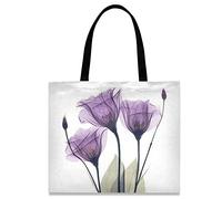 874 Borsa A Mano 40X50Cm, Bellissimi Fiori Viola Arte Tracolla Leggera Borsa Shopper Portatile Borsa In Tessuto Per Palestra Viaggi Shopping