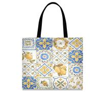 874 Borsa Da Spiaggia 40X50Cm, Ornamento Quadrato Limoni Sicilia Modello Retrò Tracolla Portatile Borse Tote Moda Borsa Tote Per Regali Shopping Scuola