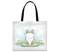 874 Borsa Shopper Donna 40X50Cm, Rana Divertente Che Fa Yoga Borsa Mare Ecologica Borsa Tracolla Moda Borsa A Spalla Per Picnic Palestra Viaggi