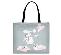 874 Borse Tote 40X50Cm, Simpatico Cane Barboncino Con Palloncino Popcorn Borsa Tote Casual Borsa Da Donna Moda Borsa Della Spesa Per Spiaggia Yoga Quotidiano Vita