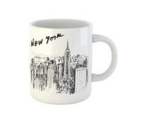 874 Tazza Città Skyline Di New York New York Manhattan Bianca Notte Nera Personalizzata Tazze Mug Stampata Tazzine Da Caffè 330Ml Per Idee Regalo,Papà,Uomo