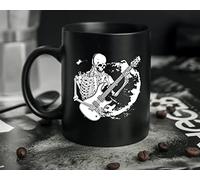 874 Tazza Da Caffè Scheletro Che Suona La Chitarra| Musicista Acustico Di Basso Elettrico, Raccapricciante Mon-Ster Per Suonatore Di Rock Band, Chitarrista, Bassista, Divertente Vintage 330 Ml