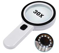 (875)Lente d'ingrandimento con luce, lente d'ingrandimento portatile grande e illuminata 30X, lente