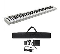 88 tasti di pianoforte digitale elettrico,luce e portatile tastiera pianoforte kit con pedale sostenibile,cuffie MIDI uscita audio, adatto per bambini/adulti/principianti(bianco)