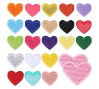 88 toppe colorate ricamate termoadesive a forma di cuore, da cucire, mini cuori, in tessuto, decalcomanie per riparazioni carine, vestiti, pantaloni, cappelli, zaini, giacche