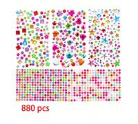 880 pezzi Strass a forma di perline di gemme per artigianato, strass in acrilico fai-da-te decorativi per kid, kids, bambini, gemma, arte e artigianato Fumetto,Frutta & verdura,stampa dappertuttoABS