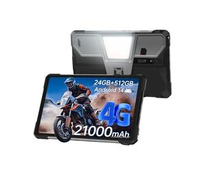 8849 Tank Pad E Android 14 Rugged Projector Tablet, 10.95" Display, 24GB RAM, 512GB ROM, 21000mAh Octa-core Impermeabile Outdoor, 50MP + 32MP Camera, Camping Light, WiFi, BT 5.3, GPS