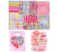 889 accessori per capelli per ragazze e bambine, fermagli per capelli colorati, elastici per coda di cavallo, per capelli spessi e sottili, con scatola organizer