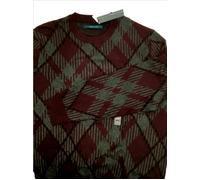 89,50 $ Maglione A Collo Girocorto A Quadri Perry Ellis Da Uomo, Port, XXL