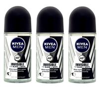 (89,67 €/ L) 3x 50ml Nivea Uomo Invisibile 48h Roll On per Black & Bianco